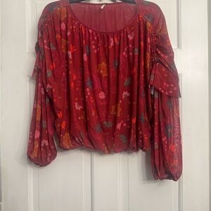 Free People floral wine color Women's Top